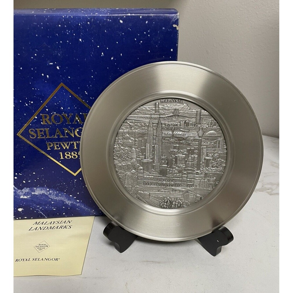Royal Selangor Malaysian Collection Pewter Malaysia Landmarks Plate & Easel NIB